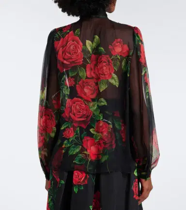 Dolce & Gabbana Floral sheer silk chiffon blouse | Thumbnail 4 Dolce & Gabbana Floral sheer silk chiffon blouse | Thumbnail 4