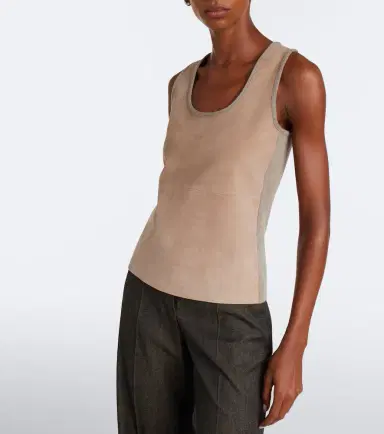 Max Mara Wool and cashmere-paneled suede top | Thumbnail 6 Max Mara Wool and cashmere-paneled suede top | Thumbnail 6