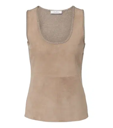 Max Mara Wool and cashmere-paneled suede top | Thumbnail 1 Max Mara Wool and cashmere-paneled suede top | Thumbnail 1