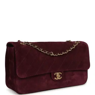 Chanel Chanel Maxi "Souplissimo" Small Flap Bag Burgundy Suede Gold Hardware | Thumbnail 2 Chanel Chanel Maxi "Souplissimo" Small Flap Bag Burgundy Suede Gold Hardware | Thumbnail 2