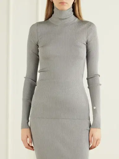 Stella McCartney Shiny Ribbed Turtleneck Sweater | Thumbnail 3 Stella McCartney Shiny Ribbed Turtleneck Sweater | Thumbnail 3