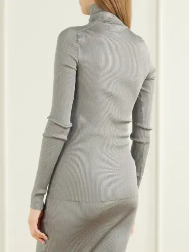 Stella McCartney Shiny Ribbed Turtleneck Sweater | Thumbnail 4 Stella McCartney Shiny Ribbed Turtleneck Sweater | Thumbnail 4