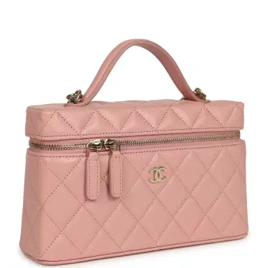Chanel Chanel Top Handle Long Vanity Case with Chain Pink Caviar Light Gold Hardware | Thumbnail 2 Chanel Chanel Top Handle Long Vanity Case with Chain Pink Caviar Light Gold Hardware | Thumbnail 2