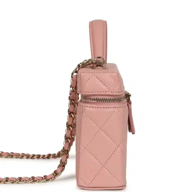 Chanel Chanel Top Handle Long Vanity Case with Chain Pink Caviar Light Gold Hardware | Thumbnail 3 Chanel Chanel Top Handle Long Vanity Case with Chain Pink Caviar Light Gold Hardware | Thumbnail 3