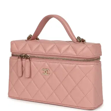 Chanel Chanel Top Handle Long Vanity Case with Chain Pink Caviar Light Gold Hardware | Thumbnail 5 Chanel Chanel Top Handle Long Vanity Case with Chain Pink Caviar Light Gold Hardware | Thumbnail 5