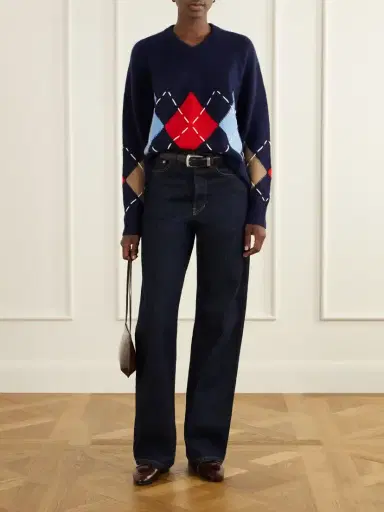 Arch4 Sloane Embroidered Argyle Cashmere Sweater | Thumbnail 2 Arch4 Sloane Embroidered Argyle Cashmere Sweater | Thumbnail 2