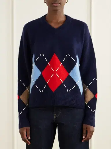 Arch4 Sloane Embroidered Argyle Cashmere Sweater | Thumbnail 3 Arch4 Sloane Embroidered Argyle Cashmere Sweater | Thumbnail 3