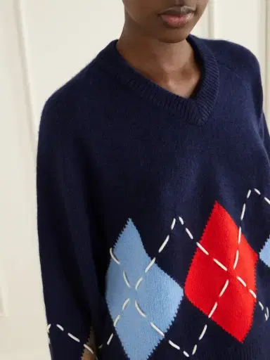 Arch4 Sloane Embroidered Argyle Cashmere Sweater | Thumbnail 5 Arch4 Sloane Embroidered Argyle Cashmere Sweater | Thumbnail 5
