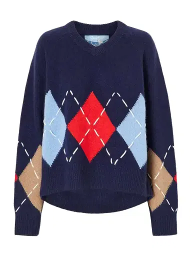 Arch4 Sloane Embroidered Argyle Cashmere Sweater | Thumbnail 1 Arch4 Sloane Embroidered Argyle Cashmere Sweater | Thumbnail 1