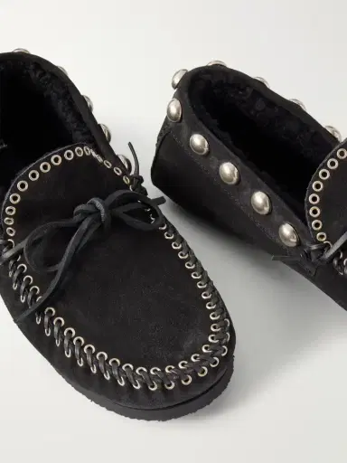 Isabel Marant Fitza Studded Shearling-trimmed Suede Loafers | Thumbnail 5 Isabel Marant Fitza Studded Shearling-trimmed Suede Loafers | Thumbnail 5