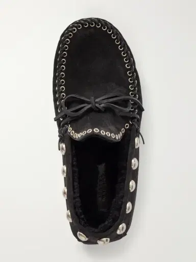 Isabel Marant Fitza Studded Shearling-trimmed Suede Loafers | Thumbnail 6 Isabel Marant Fitza Studded Shearling-trimmed Suede Loafers | Thumbnail 6