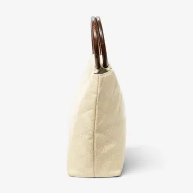 Chanel Chanel CC Ivory/Brown Calf Leather Wood Handle Tote by The Solist | Thumbnail 4 Chanel Chanel CC Ivory/Brown Calf Leather Wood Handle Tote by The Solist | Thumbnail 4