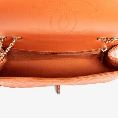 Chanel Chanel Orange Calf Leather Small Statement Flap Bag by The Solist | Thumbnail 7 Chanel Chanel Orange Calf Leather Small Statement Flap Bag by The Solist | Thumbnail 7