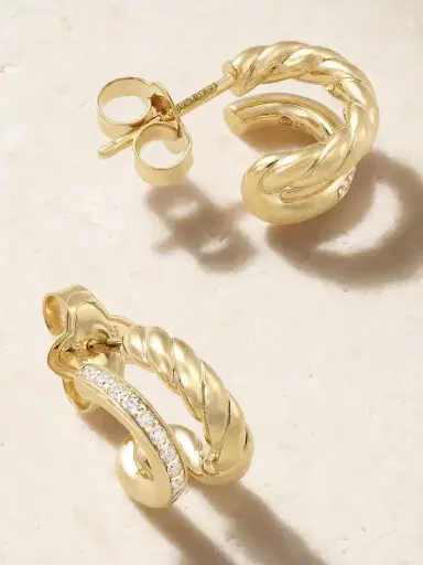 David Yurman Dy Mercer® 18-karat Gold Diamond Hoop Earrings | Thumbnail 3 David Yurman Dy Mercer® 18-karat Gold Diamond Hoop Earrings | Thumbnail 3