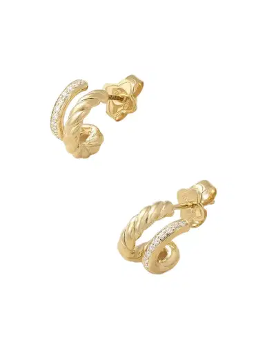 David Yurman Dy Mercer® 18-karat Gold Diamond Hoop Earrings | Thumbnail 1 David Yurman Dy Mercer® 18-karat Gold Diamond Hoop Earrings | Thumbnail 1