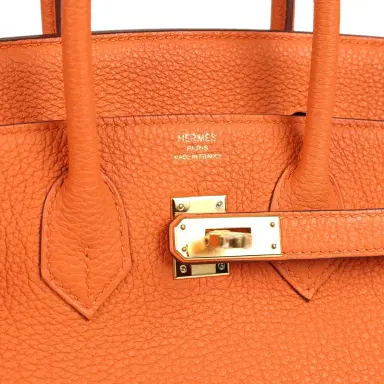 HERMÈS Hermes Birkin 25 Orange Togo Gold Hardware | Thumbnail 7 HERMÈS Hermes Birkin 25 Orange Togo Gold Hardware | Thumbnail 7