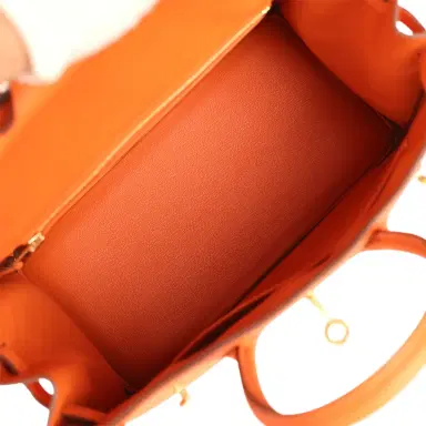 HERMÈS Hermes Birkin 25 Orange Togo Gold Hardware | Thumbnail 8 HERMÈS Hermes Birkin 25 Orange Togo Gold Hardware | Thumbnail 8
