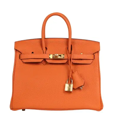 HERMÈS Hermes Birkin 25 Orange Togo Gold Hardware | Thumbnail 1 HERMÈS Hermes Birkin 25 Orange Togo Gold Hardware | Thumbnail 1