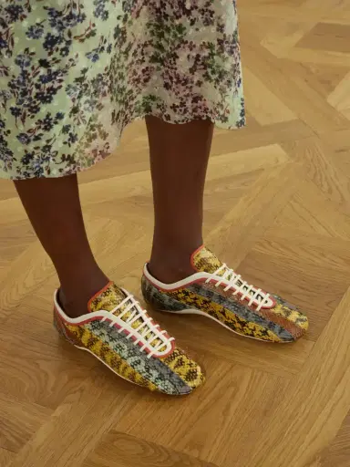 Dries Van Noten Striped Snake-effect Leather Sneakers | Thumbnail 2 Dries Van Noten Striped Snake-effect Leather Sneakers | Thumbnail 2