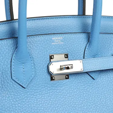 HERMÈS Hermes Birkin 30 Bleu Paradise Clemence Palladium Hardware | Thumbnail 7 HERMÈS Hermes Birkin 30 Bleu Paradise Clemence Palladium Hardware | Thumbnail 7