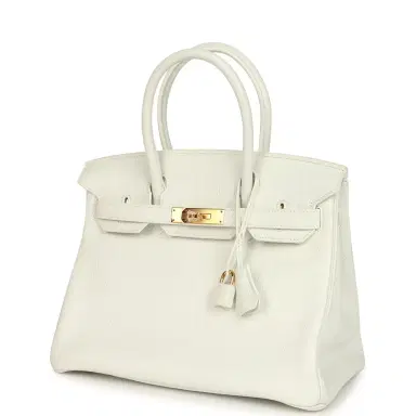 HERMÈS Hermès Birkin 30 White Clemence Gold Hardware | Thumbnail 5 HERMÈS Hermès Birkin 30 White Clemence Gold Hardware | Thumbnail 5
