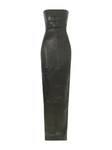 Rick Owens Athena Paneled Leather-blend Maxi Dress | Thumbnail 1 Rick Owens Athena Paneled Leather-blend Maxi Dress | Thumbnail 1