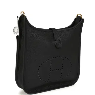 HERMÈS Hermes Evelyne 23 Black Clemence Gold Hardware | Thumbnail 2 HERMÈS Hermes Evelyne 23 Black Clemence Gold Hardware | Thumbnail 2