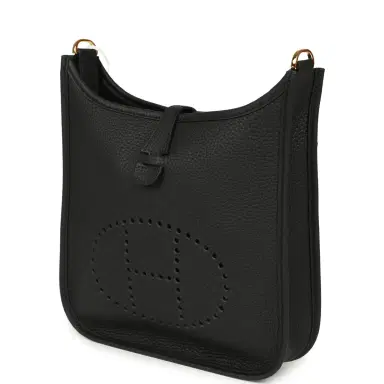 HERMÈS Hermes Evelyne 23 Black Clemence Gold Hardware | Thumbnail 5 HERMÈS Hermes Evelyne 23 Black Clemence Gold Hardware | Thumbnail 5