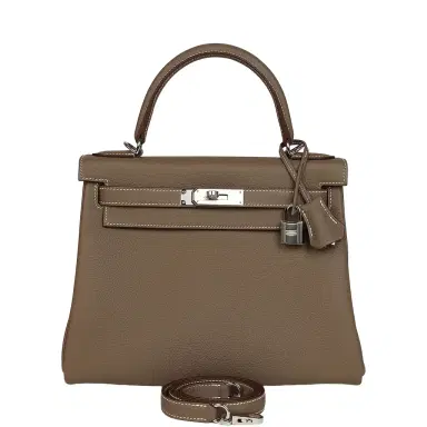HERMÈS Hermes Kelly Retourne 28 Etoupe Togo Palladium Hardware | Thumbnail 1 HERMÈS Hermes Kelly Retourne 28 Etoupe Togo Palladium Hardware | Thumbnail 1