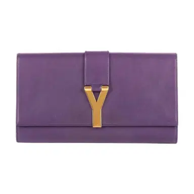 Yves Saint Laurent Yves Saint Laurent Classic Y Line Purple Calf Leather Clutch by The Solist | Thumbnail 1 Yves Saint Laurent Yves Saint Laurent Classic Y Line Purple Calf Leather Clutch by The Solist | Thumbnail 1