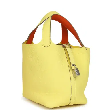 HERMÈS Hermes Picotin Lock Eclat 18 Limoncello Clemence and Orange Swift Palladium Hardware | Thumbnail 2 HERMÈS Hermes Picotin Lock Eclat 18 Limoncello Clemence and Orange Swift Palladium Hardware | Thumbnail 2