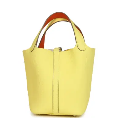 HERMÈS Hermes Picotin Lock Eclat 18 Limoncello Clemence and Orange Swift Palladium Hardware | Thumbnail 4 HERMÈS Hermes Picotin Lock Eclat 18 Limoncello Clemence and Orange Swift Palladium Hardware | Thumbnail 4