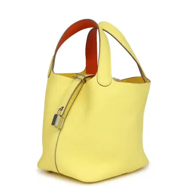 HERMÈS Hermes Picotin Lock Eclat 18 Limoncello Clemence and Orange Swift Palladium Hardware | Thumbnail 5 HERMÈS Hermes Picotin Lock Eclat 18 Limoncello Clemence and Orange Swift Palladium Hardware | Thumbnail 5