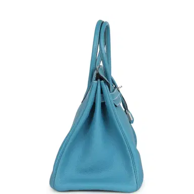 HERMÈS Pre-owned Hermes Birkin 35 Blue Jean Togo Palladium Hardware | Thumbnail 3 HERMÈS Pre-owned Hermes Birkin 35 Blue Jean Togo Palladium Hardware | Thumbnail 3