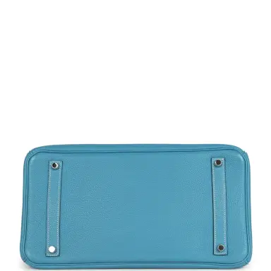 HERMÈS Pre-owned Hermes Birkin 35 Blue Jean Togo Palladium Hardware | Thumbnail 6 HERMÈS Pre-owned Hermes Birkin 35 Blue Jean Togo Palladium Hardware | Thumbnail 6