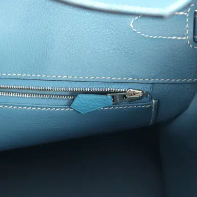 HERMÈS Pre-owned Hermes Birkin 35 Blue Jean Togo Palladium Hardware | Thumbnail 9 HERMÈS Pre-owned Hermes Birkin 35 Blue Jean Togo Palladium Hardware | Thumbnail 9