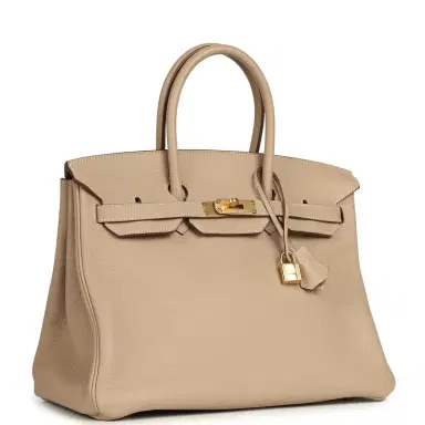 HERMÈS Pre-owned Hermes Birkin 35 Gris Tourterelle Clemence Gold Hardware | Thumbnail 2 HERMÈS Pre-owned Hermes Birkin 35 Gris Tourterelle Clemence Gold Hardware | Thumbnail 2