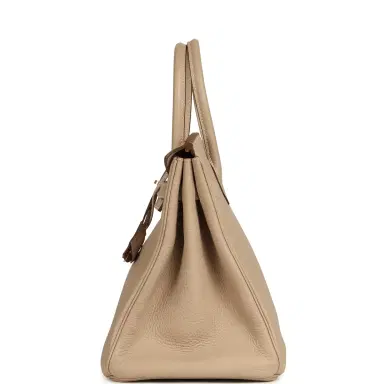 HERMÈS Pre-owned Hermes Birkin 35 Gris Tourterelle Clemence Gold Hardware | Thumbnail 3 HERMÈS Pre-owned Hermes Birkin 35 Gris Tourterelle Clemence Gold Hardware | Thumbnail 3