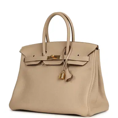 HERMÈS Pre-owned Hermes Birkin 35 Gris Tourterelle Clemence Gold Hardware | Thumbnail 5 HERMÈS Pre-owned Hermes Birkin 35 Gris Tourterelle Clemence Gold Hardware | Thumbnail 5
