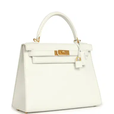 HERMÈS Pre-owned Hermes Special Order (HSS) Kelly Sellier 28 White Epsom Brushed Gold Hardware | Thumbnail 2 HERMÈS Pre-owned Hermes Special Order (HSS) Kelly Sellier 28 White Epsom Brushed Gold Hardware | Thumbnail 2