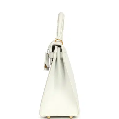 HERMÈS Pre-owned Hermes Special Order (HSS) Kelly Sellier 28 White Epsom Brushed Gold Hardware | Thumbnail 3 HERMÈS Pre-owned Hermes Special Order (HSS) Kelly Sellier 28 White Epsom Brushed Gold Hardware | Thumbnail 3