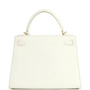HERMÈS Pre-owned Hermes Special Order (HSS) Kelly Sellier 28 White Epsom Brushed Gold Hardware | Thumbnail 4 HERMÈS Pre-owned Hermes Special Order (HSS) Kelly Sellier 28 White Epsom Brushed Gold Hardware | Thumbnail 4