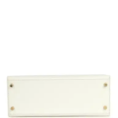HERMÈS Pre-owned Hermes Special Order (HSS) Kelly Sellier 28 White Epsom Brushed Gold Hardware | Thumbnail 6 HERMÈS Pre-owned Hermes Special Order (HSS) Kelly Sellier 28 White Epsom Brushed Gold Hardware | Thumbnail 6
