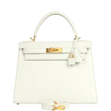 HERMÈS Pre-owned Hermes Special Order (HSS) Kelly Sellier 28 White Epsom Brushed Gold Hardware | Thumbnail 1 HERMÈS Pre-owned Hermes Special Order (HSS) Kelly Sellier 28 White Epsom Brushed Gold Hardware | Thumbnail 1
