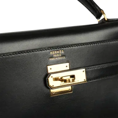 HERMÈS Vintage Hermes Kelly Sellier 32 Black Box Gold Hardware | Thumbnail 7 HERMÈS Vintage Hermes Kelly Sellier 32 Black Box Gold Hardware | Thumbnail 7