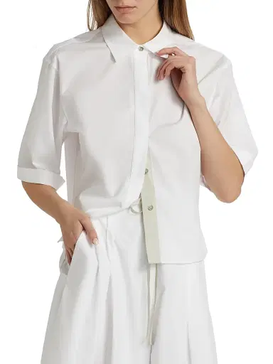 Vince Women's Canvas Tape Button-Front Shirt - Optic White | Thumbnail 3 Vince Women's Canvas Tape Button-Front Shirt - Optic White | Thumbnail 3