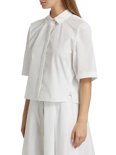 Vince Women's Canvas Tape Button-Front Shirt - Optic White | Thumbnail 4 Vince Women's Canvas Tape Button-Front Shirt - Optic White | Thumbnail 4