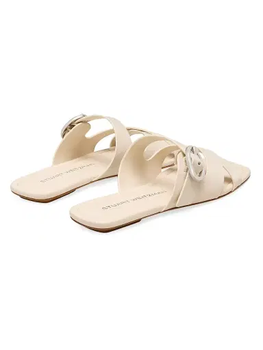 Stuart Weitzman Women's Villa Leather Sandals - Linen | Thumbnail 3 Stuart Weitzman Women's Villa Leather Sandals - Linen | Thumbnail 3
