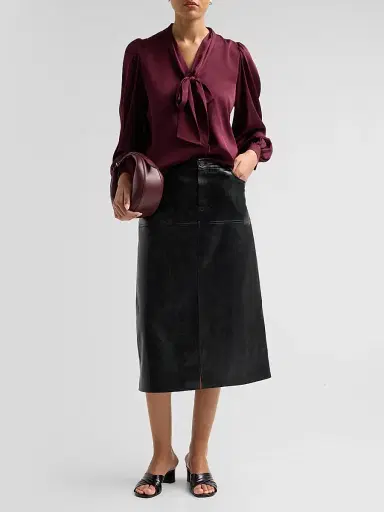 Kobi Halperin Women's Selena Stretch-Silk Tie-Front Blouse | Thumbnail 2 Kobi Halperin Women's Selena Stretch-Silk Tie-Front Blouse | Thumbnail 2