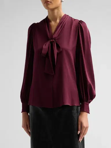Kobi Halperin Women's Selena Stretch-Silk Tie-Front Blouse | Thumbnail 4 Kobi Halperin Women's Selena Stretch-Silk Tie-Front Blouse | Thumbnail 4